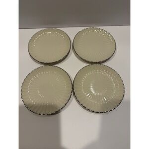 Lenox Mini Plates Set 4 Butter Pat Tidbit 4" Ivory Platinum Trim USA